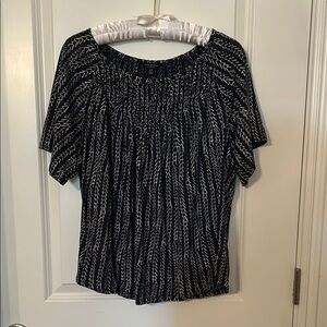 Lucky Brand Navy and White Patterned Blouse